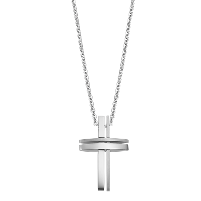 Kette mit Anhänger LOTUS "Temptation Game - Kreuz", silber (edelstahlfarben), Halsketten, Herren, Edelstahl, L: 50