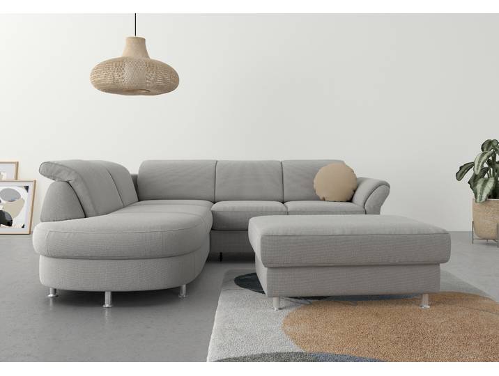Ecksofa, Silber, 250x212 cm, Webstoff, Mit Bettfunktion & Armteilverstellung, Modern, SIT & MORE