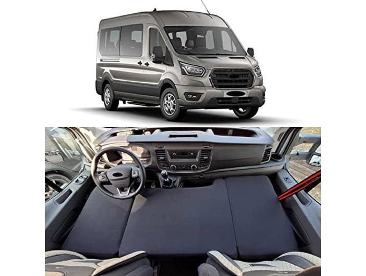 BREMER SITZBEZÜGE Camper-Bett Kinderbett Fahrerhausbett Kompatibel mit Ford Transit Tourneo Custom Nugget 2012 Wohnmobil Zubehör Wohnmobilbett Camping Kaltschaum Matratze Schwarz 150x55/65 cm