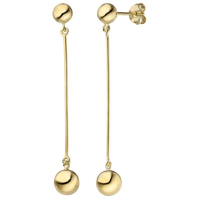 Paar Ohrhänger JOBO "Ohrringe Kugel hängend 58 mm lang", goldfarben, Ohrringe, Damen, Silber 925 (Sterlingsilber), 925 Silber vergoldet