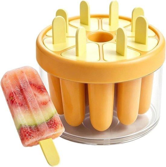 IJsvormpjes met Stokjes Snackmaker Herbruikbaar - 8 Holtes - Oranje