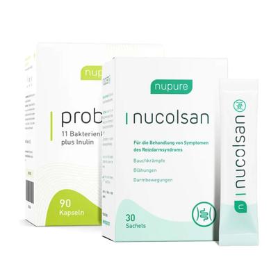 Nupure probaflor Probiotika zur Darmsanierung Kps. & nucolsan bei Reizdarm Plv.z.Su 1 St