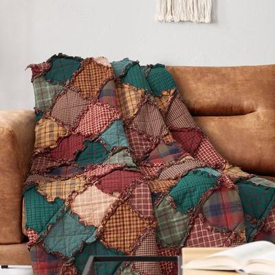 American Heritage Textiles Campfire Patchwork Throw Blanket Multi Warm 57 x 57, 57 x 57, Multi Warm