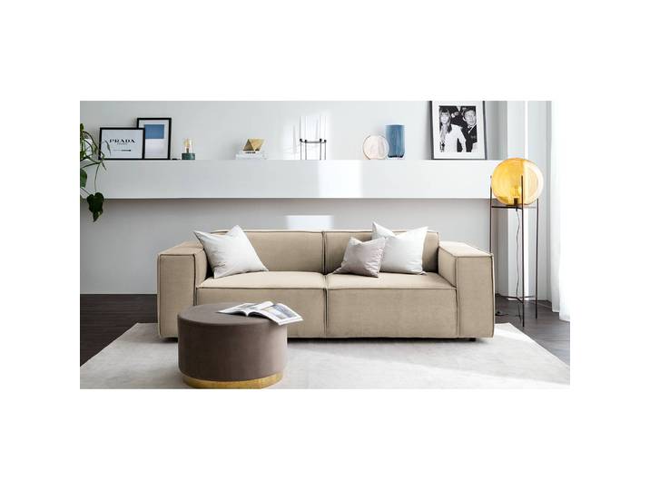 2,5-Sitzer Sofa Beige/Beige Samt Shyla 223 x 70 x 96cm Keine Funktion Glamour