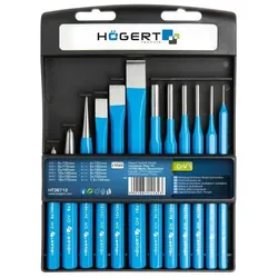 Högert, Meissel, Werkzeugset – Körner, Meissel, Splinttreiber, 12-teilig, CrV