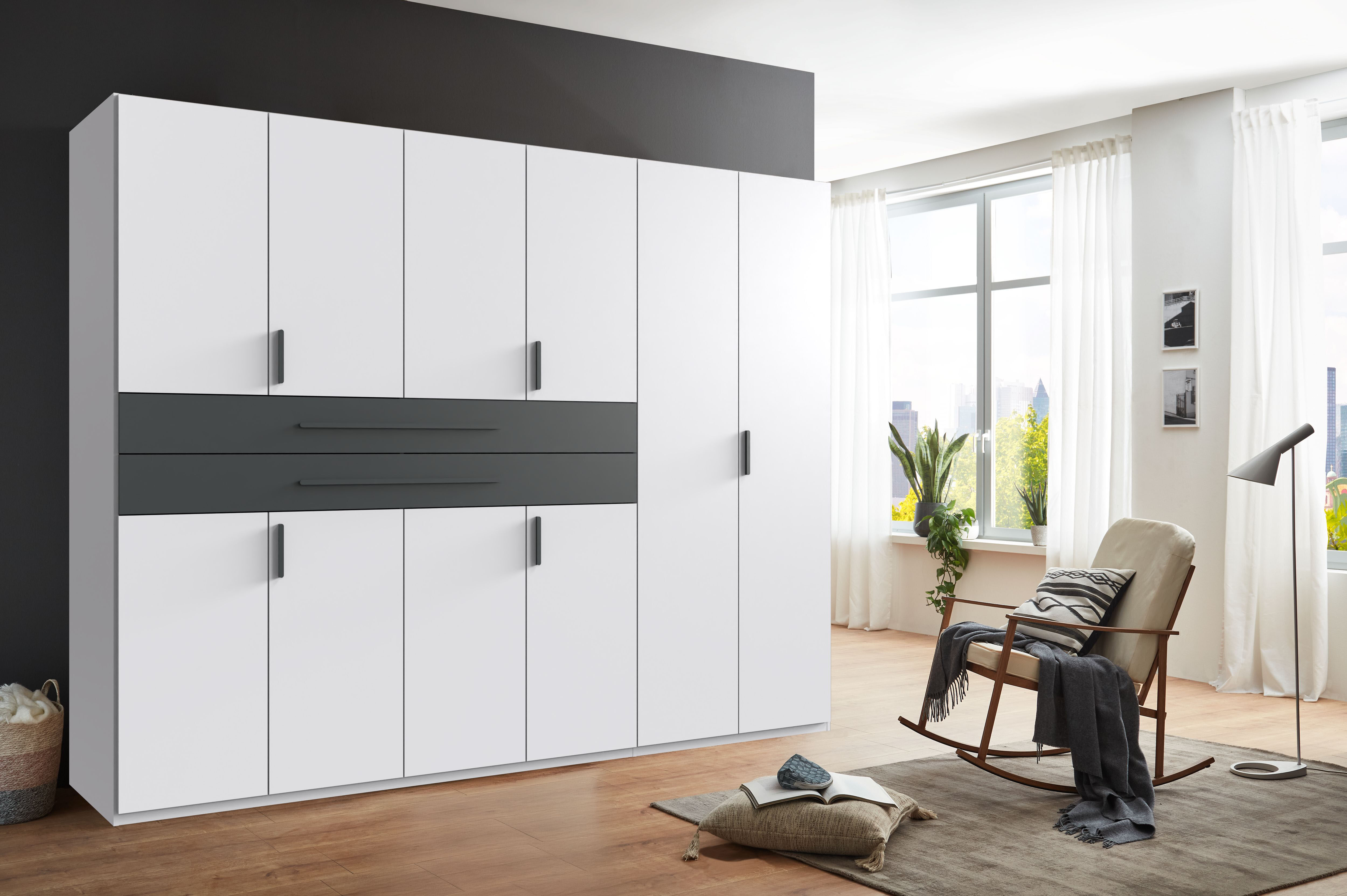 Wimex "Digit Kleiderschrank wahlweise mit oder ohne Spiegel" Schlafzimmer Schrank Bestseller im modernem Design, erhältlich in den Breiten 225cm oder 270cm (mit 8 oder 10 Türen)