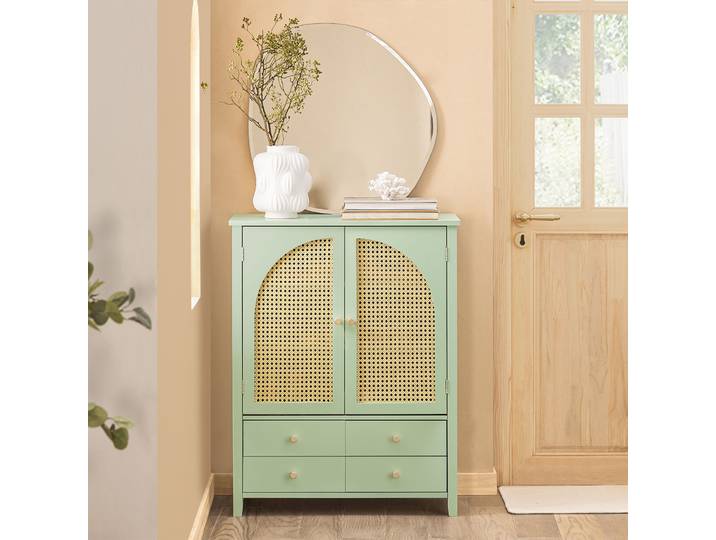 SoBuy FSB72-GR Armoire à chaussures, armoire de cuisine, buffet avec portes à grille, armoire de rangement, commode, vert