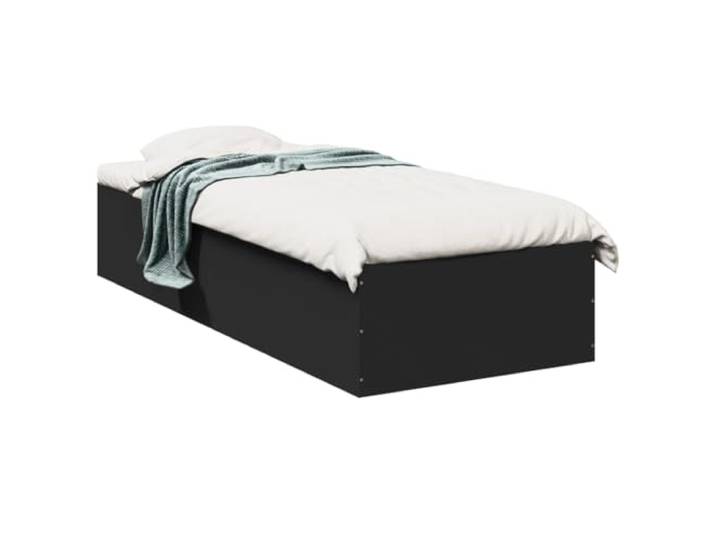 PUGYNBK Bettgestell mit schwarzen Lamellen, 100 x 200 cm Technisches Holz, stabiler Stand, modernes Design, inklusive Lattenrost, Matratze nicht im Lieferumfang enthalten