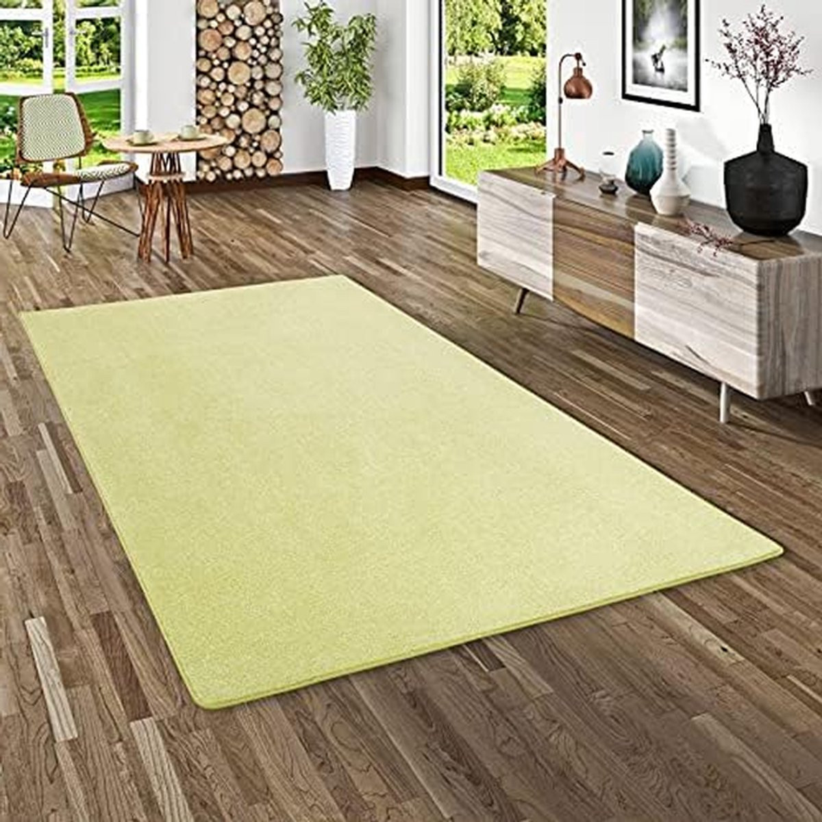 Hoogpolig Velours Vloerkleed Limoengroen 140 x 200 cm