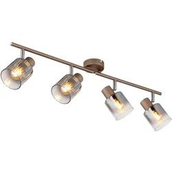 Deckenlampe Retro Spotleiste Wohnzimmer Deckenleuchte Glas kaffeefarben schwenkbar rauch, Metall, 4x E14 Fassungen, LxBxH 70x8x15 cm