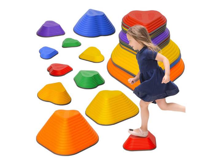 FELIXLEO Stapelspielzeug Balance-Trittsteine,11er-Set,stapelbar,rutschfest,für Innen und Außen