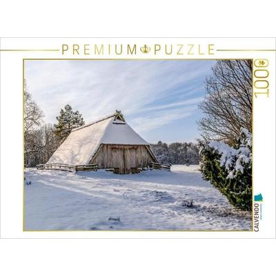 CALVENDO Puzzle Schafstall in der Lüneburger Heide | 1000 Teile Lege-Größe 64x48cm Foto-Puzzle für glückliche Stunden