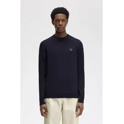 Fred Perry für Herren. K9601 Klassischer marineblauer Pullover (L), Lässig, Wolle