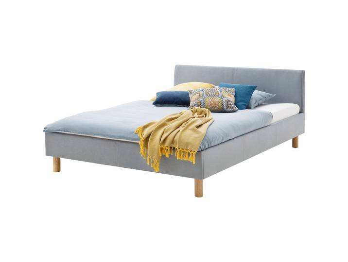 Gepolstertes Bett Camilla Stoff eisblau 140 x 200 cm - Material: Polyester - Bett