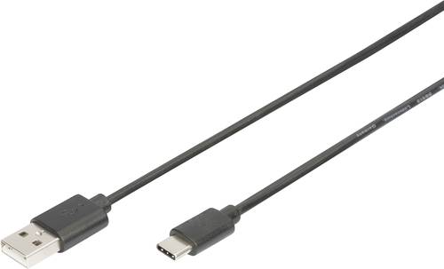 Digitus USB-Kabel USB 2.0 USB-C Stecker, USB-A Stecker 1.00 m Schwarz Flexibel AK-300154-010-S