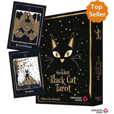 Golden Black Cat Tarot - Hochwertige Stülpdeckelschachtel mit Goldfolie, Gebundene Ausgabe von Helena de Almeida, Königsfurt-urania, 978-3-86826-567-5