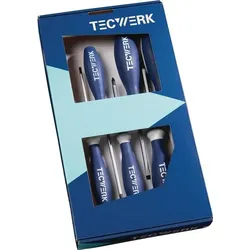 Tecwerk Schraubendrehersatz 6-tlg.Schlitz/PZD 3K-Griff 6-Kant-Klinge/Ans.
