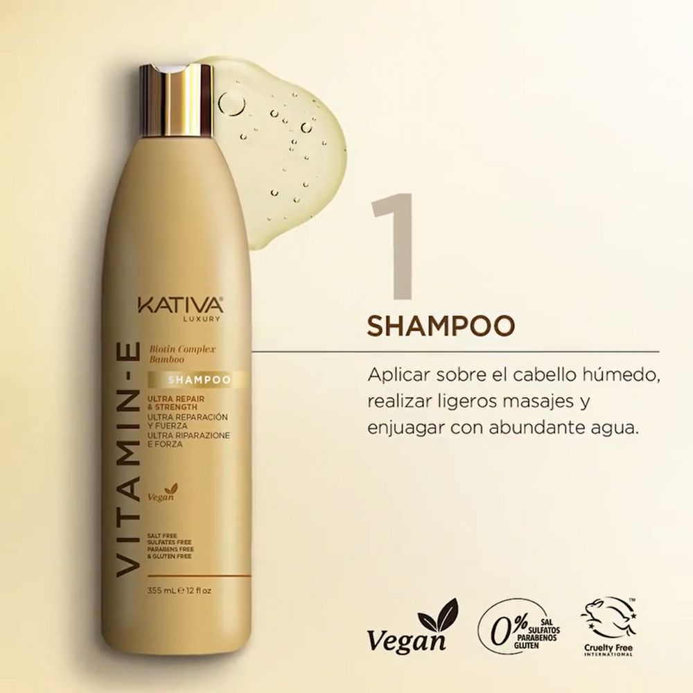 Kativa Vitamin-E Shampoo Ultra Repair and Strength 1000mL