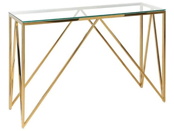 Console dorée au plateau de verre WESO