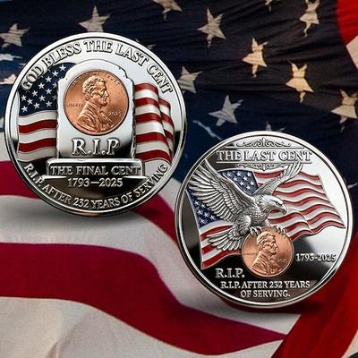 Die letzte Cent-Gedenkmünze aus Metall (1909–2025), Lincoln Final Cent Memorial Coin, Penny-Gedenkmünze, historisches Sammlerstück der „letzten Ausgabe" – ein Geschenk für Geschichtsliebhaber und Münzsammler.