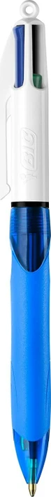 BIC 4-Farben-Kugelschreiber 4 Colours GRIP Medium blau/weiß, Schreibfarbe: schwarz, blau, rot, grün, 1 St.