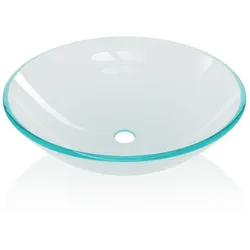 Helloshop26 - Aufsatzwaschbecken aus klarem gehärtetem Glas 42 cm transparent 02_0002519