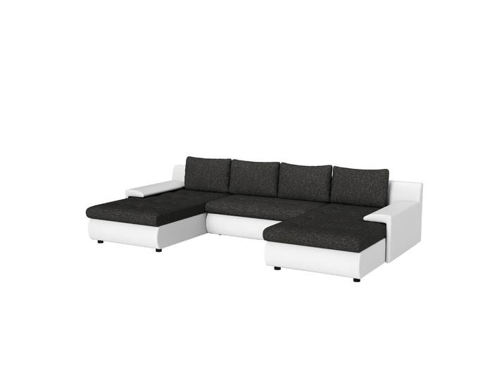 Sofa mit Schlaffunktion CARLOS II U-Form anthrazit/weiss