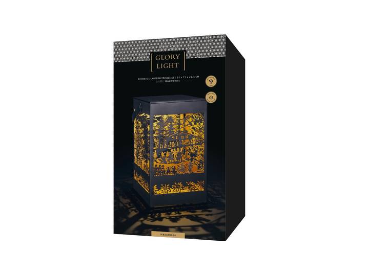 STT LED Laterne Edelweiss Recharge USB , schwarz (gold, schwarz), H: 24,5cm, Leuchten, LED Laterne