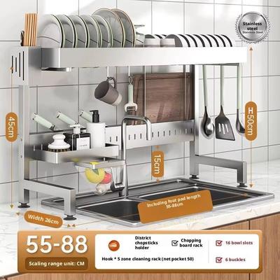 Inspired Finds Adjustable Over Sink Stainless Steel Dish Drying Rack 24.833.9 Inches Upgrade