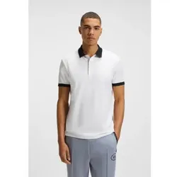 BOSS für Herren. 50544192 Saugfähiges weißes Pique-Poloshirt aus Stretch-Baumwolle (L), Lässig, Kurzarm