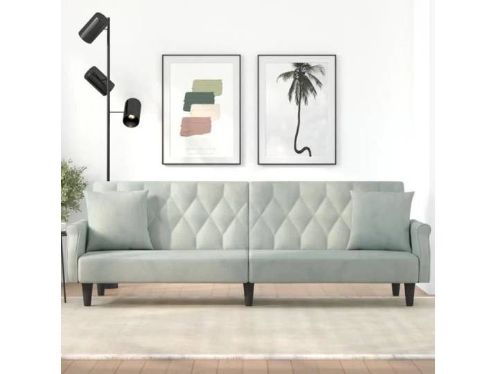 ZERODIS Canapé-lit avec accoudoirs gris clair velours AB351944 HB042