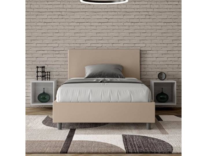 Lit coffre 1 place et demi - Adele - 120x190 - Sommier relevable - Couleur gris - Style élégant