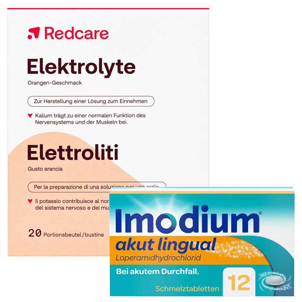 Imodium akut lingual + Redcare Elektrolyte 12+20 St Set