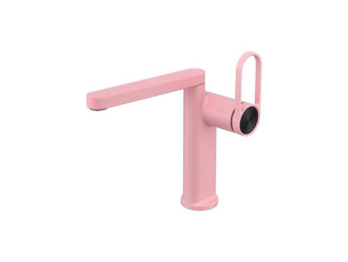 Robinet de lavabo rose, Robinet de lavabo gris, Mitigeur de lavabo en laiton à levier unique chaud et froid avec rotation, Robinet noir chromé