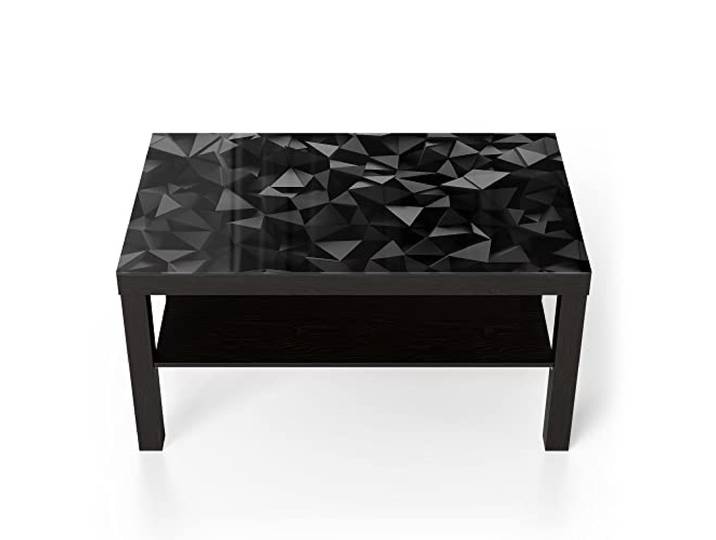 DEQORI Glastisch schwarz groß 90x50 cm Motiv Bizarre Oberfläche ausgefallener Beistelltisch aus Glas Hochglanz Couchtisch fürs Wohnzimmer moderner Couch Tisch mit Design
