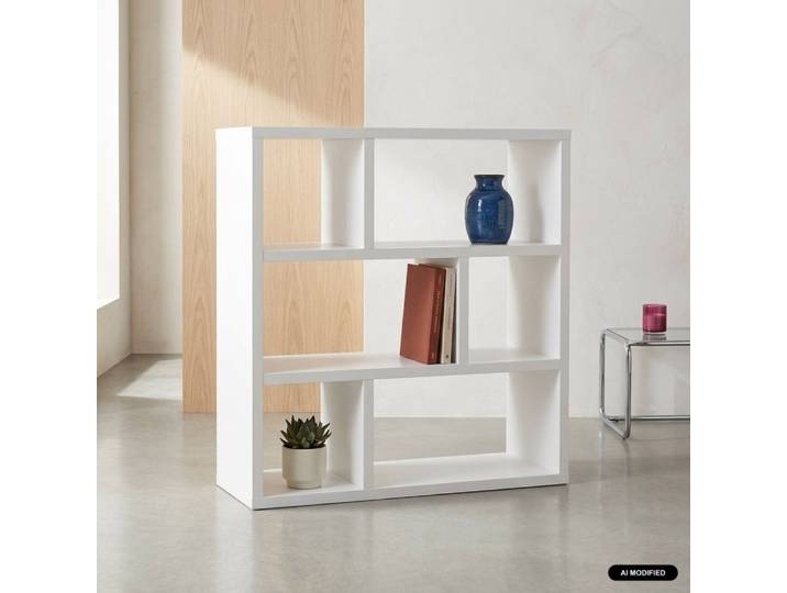 Etagère asymétrique 6 compartiments, blanc