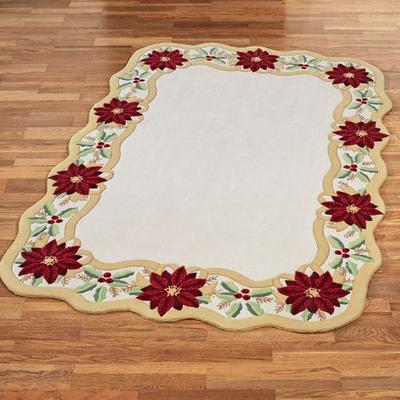 Touch of Class "Holiday Poinsettia Rectangle Rug Ivory, 3'6"" x 5'6"", Ivory"