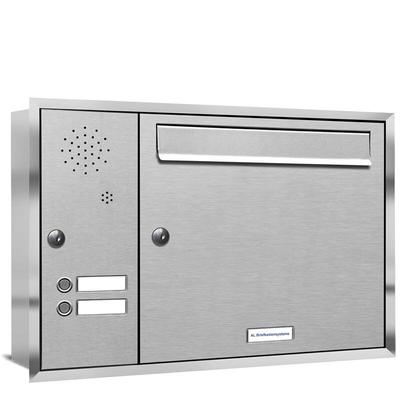 AL Briefkastensysteme 1 Fach Premium Edelstahl Unterputz Briefkasten Anlage für Post A4, modern, robust, wetterfest, Artikelnummer: 331T1U1K2SL