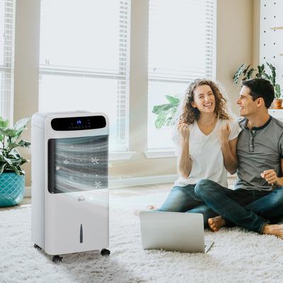 HOMCOM Mobile Air Cooler, Evaporative Ice Cooling Fan Water Conditioner Humidifier Unit with 3 Modes, 3 Speed, Remote Controller