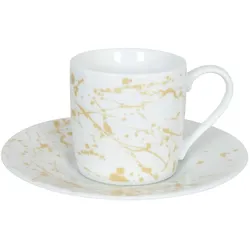 Könitz Porzellan GmbH Könitz Espressotasse mit Untertasse Golden Splash, Kaffeetasse, Espressobecher, Porzellan, 85 ml, 11 5 053 2628