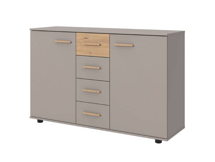 Sideboard Digit mit 2 Türen 130 x 83 x 41cm Grau/Beige/Saharagrau/Eiche Artisan Dekor