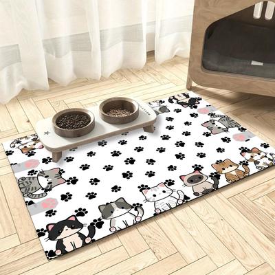 Inspired Living PawDry Cartoon Cat Litter Mat Quick Dry Diatomaceous Earth Mat For Feeding & Litter Areas 50x80cm (1.6x2.6ft