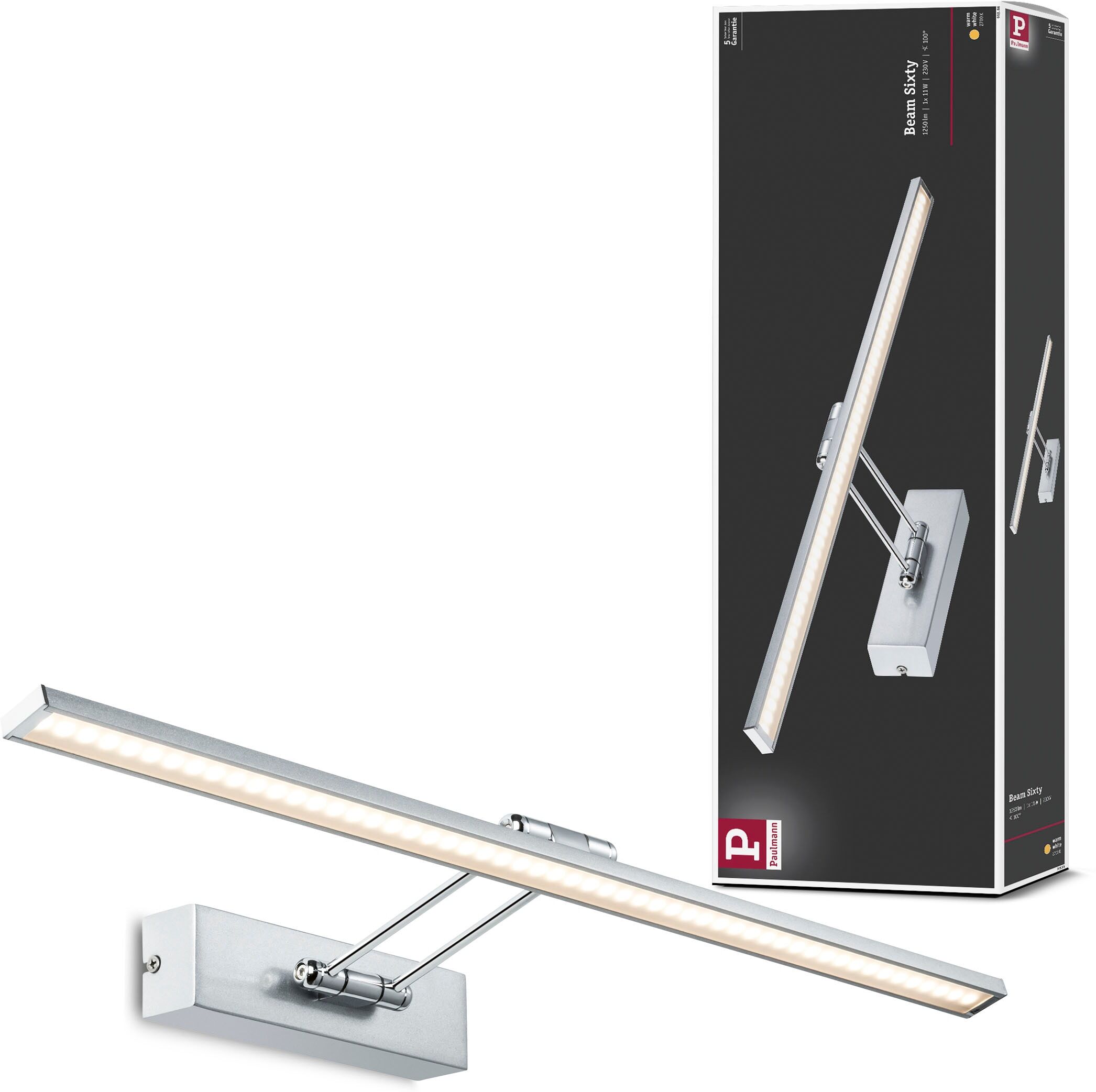 PAULMANN LED Bilderleuchte "Beam Sixty", grau (nickelfarben), 1, H: 4,6cm, 1 Stk., Leuchten, LED Bilderleuchte