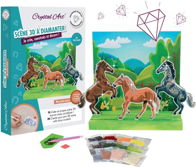 CRYSTAL ART Coffret scène 3D à diamanter - Ma petite écurie
