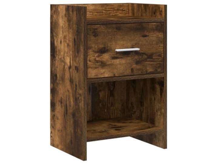KUPTYERFG Nachttisch Geräucherte Eiche 40x30x60 cm Beistelltisch Kompakter Beistellschrank fürs Schlafzimmer mit 1 Schublade und offener Ablage für Bücher, Elektronik und Dekoration.