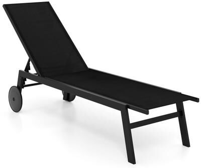 Costway Patio Chaise Lounge Chair with Wheels and 6-Level Adjustable Backrest Set of 1