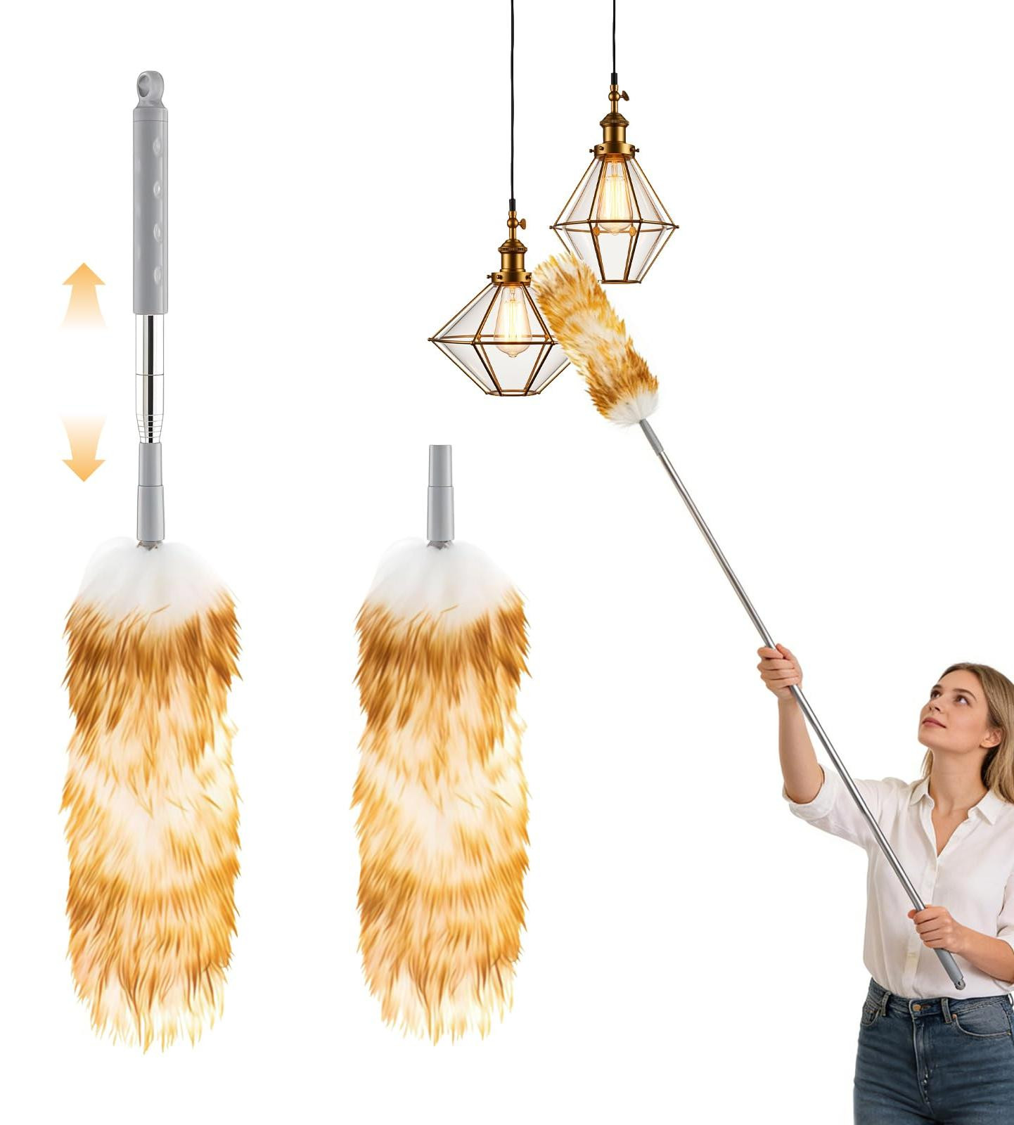 Dripio Stofdoek van lamswol, uittrekbaar tot 140 cm, geelwit