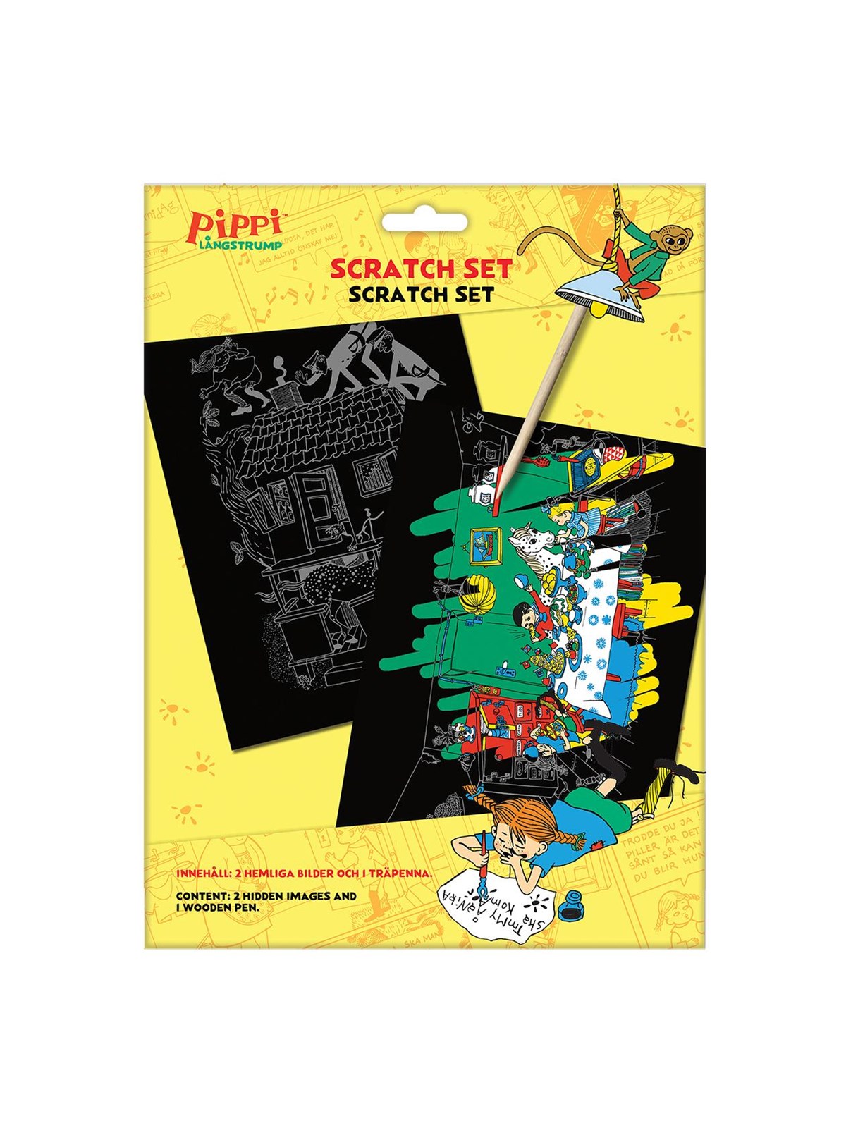 Euromic PIPPI LONGSTOCKING Scratch set w/pencil in paper envelope