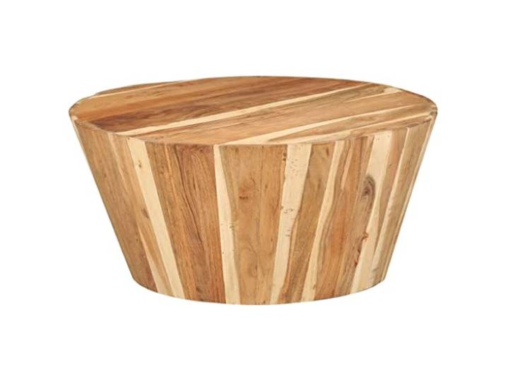 KGFHERENB Couchtisch Ø65x31 cm Massivholz Akazie Rund Wohnzimmertisch Handgefertigter Beistelltisch aus Naturholz für Wohnzimmer und Lounge, komplett montiert mit einzigartiger Holzmaserung.