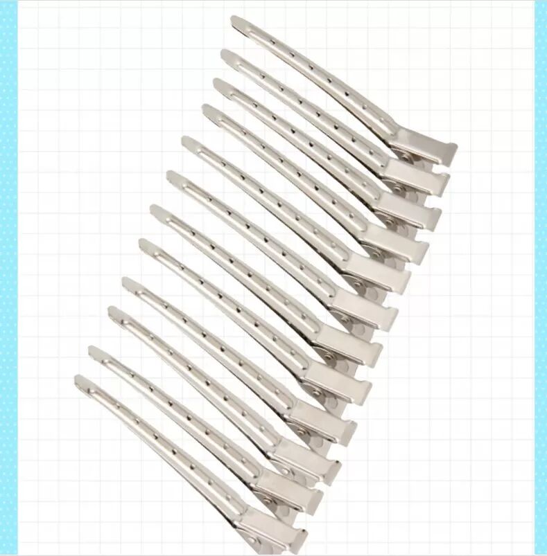 INF Grandes pinces à cheveux perforées argentées pour coiffure et coloration - Lot de 12 Paquet de 12
